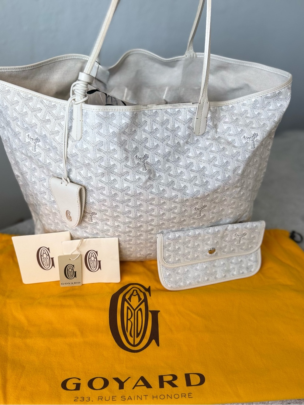 GOYARD Saint Louis GM Tote White Goyardine (2021)-Full Set-LegitApp COA